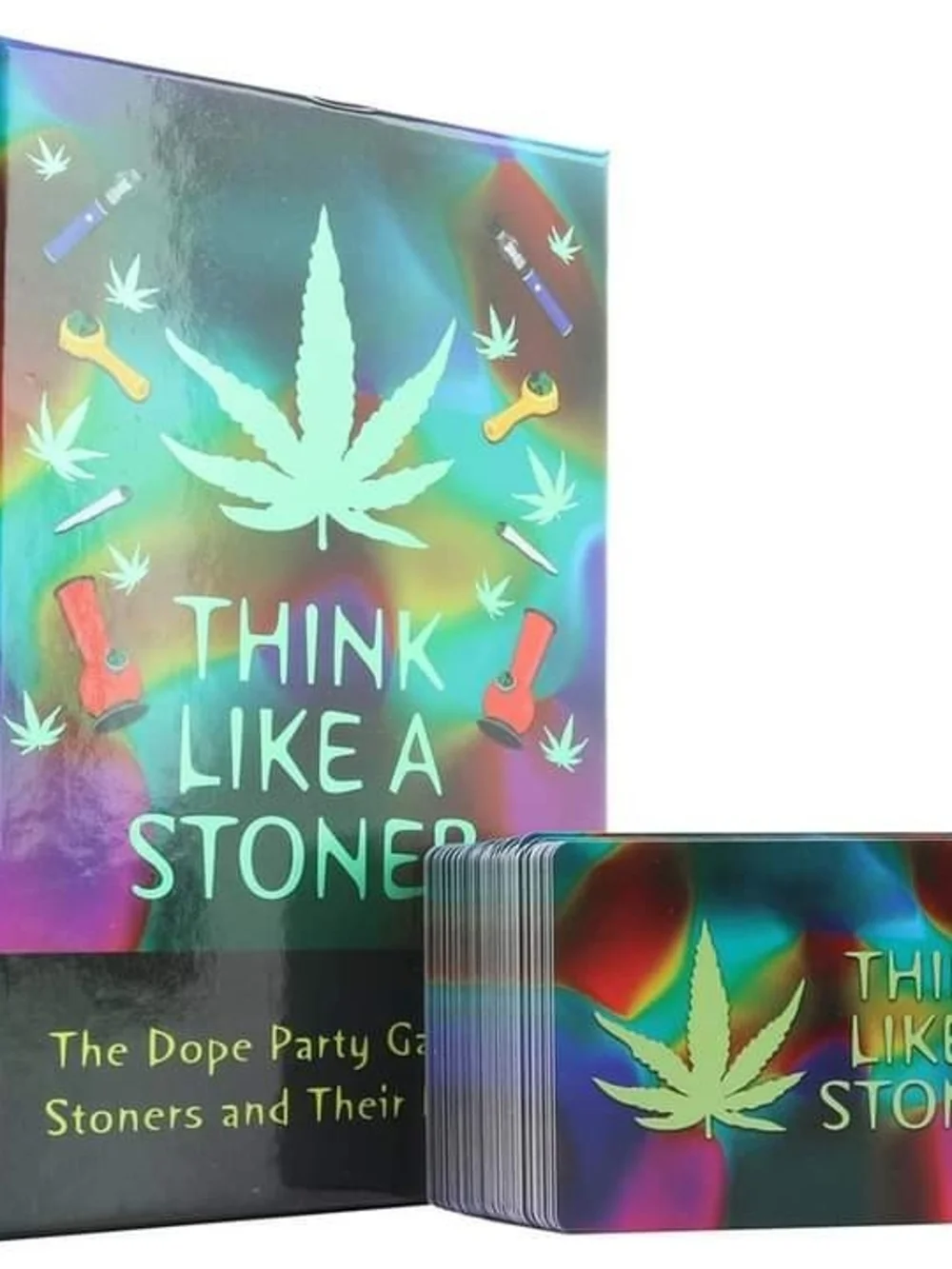Think Like a Stoner Party Game – Colorful Holographic Deck